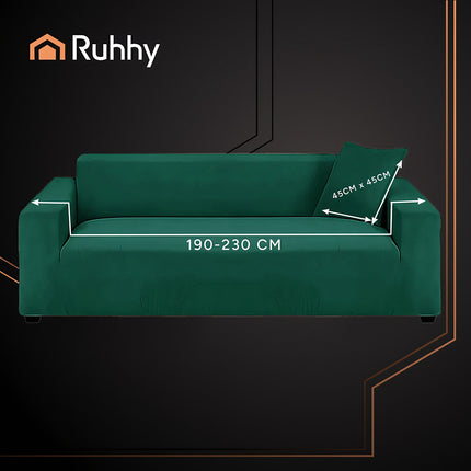 Dark Green Sofa Cover, Stretch Fit 190-230cm
