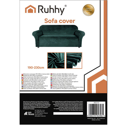 Dark Green Sofa Cover, Stretch Fit 190-230cm