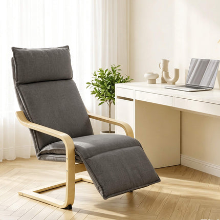 Dark Grey Lounge Chair with Footrest and Rocking Motion