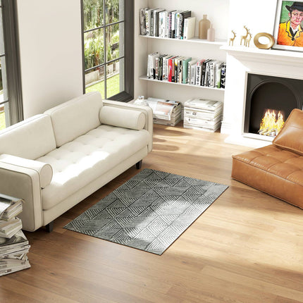 Dunkelgrauer waschbarer Wohnzimmerteppich – 150 x 80 cm