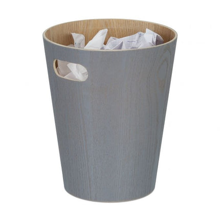 Dark gray wooden wastebasket