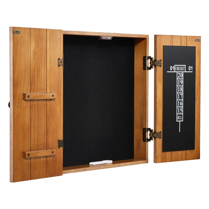 Dartboard Cabinet Set, Solid Wood, Fits 18-Inch, Scoreboard