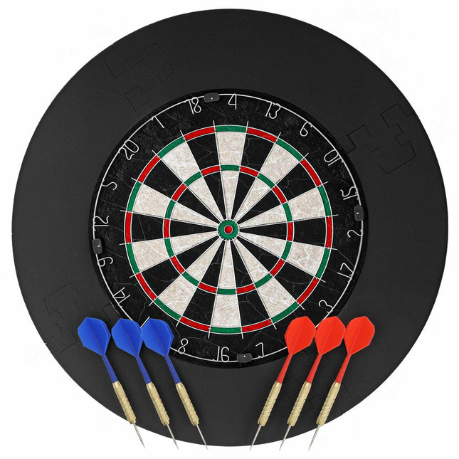 Dartboard-Set mit Sisal-Board, Schutzring, 6 Steel-Darts