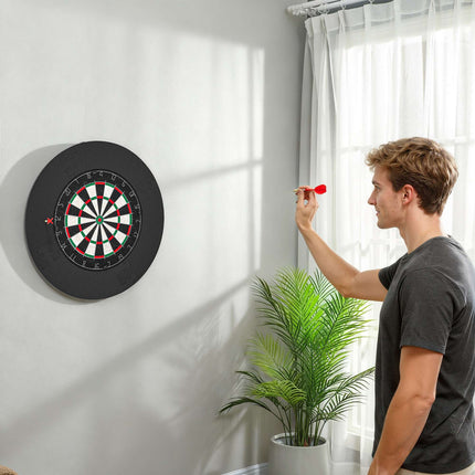 Dartboard-Set mit Sisal-Board, Schutzring, 6 Steel-Darts