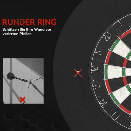 Dartboard-Set mit Sisal-Board, Schutzring, 6 Steel-Darts