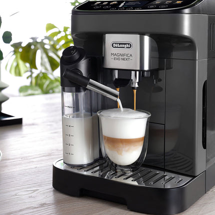 De'Longhi Magnifica Evo Milk Espresso Machine, 10 Drinks, Black/Graphite, 15 Bar