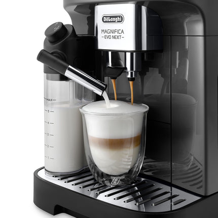 De'Longhi Magnifica Evo Milk Espresso Machine, 10 Drinks, Black/Graphite, 15 Bar