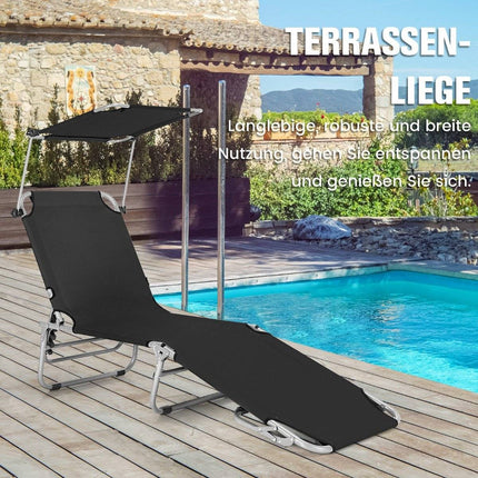 Liegestuhl Klappbar Strandliege für Outdoor Schwarz