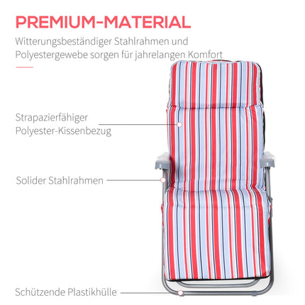 2er-Set roter Klappliegen mit Auflagen und verstellbarer Rückenlehne