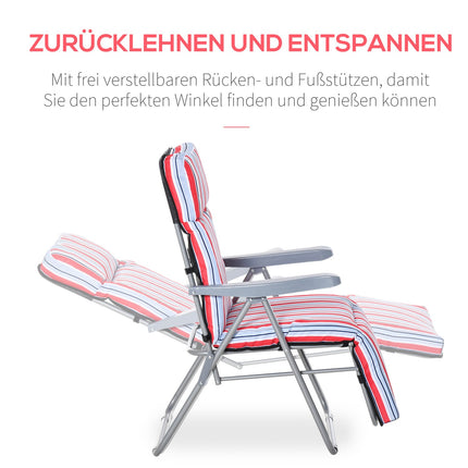 2er-Set roter Klappliegen mit Auflagen und verstellbarer Rückenlehne