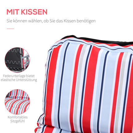 2er-Set roter Klappliegen mit Auflagen und verstellbarer Rückenlehne