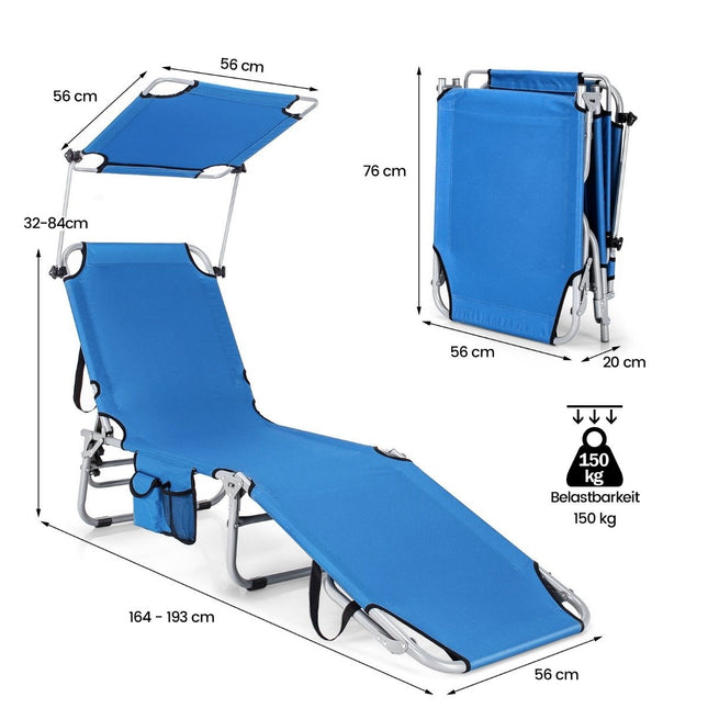 Liegestuhl Klappbar Strandliege für Outdoor Blau