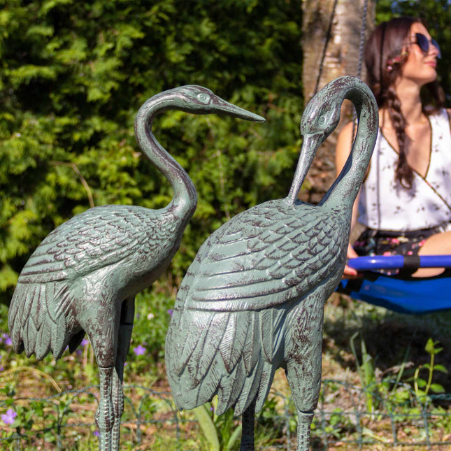 Dekorative Kranichstatue aus Gusseisen