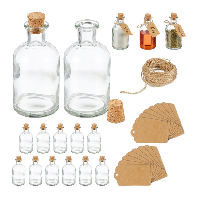 Dekorative Glasflaschen mit Korkdeckeln, 6er-Set