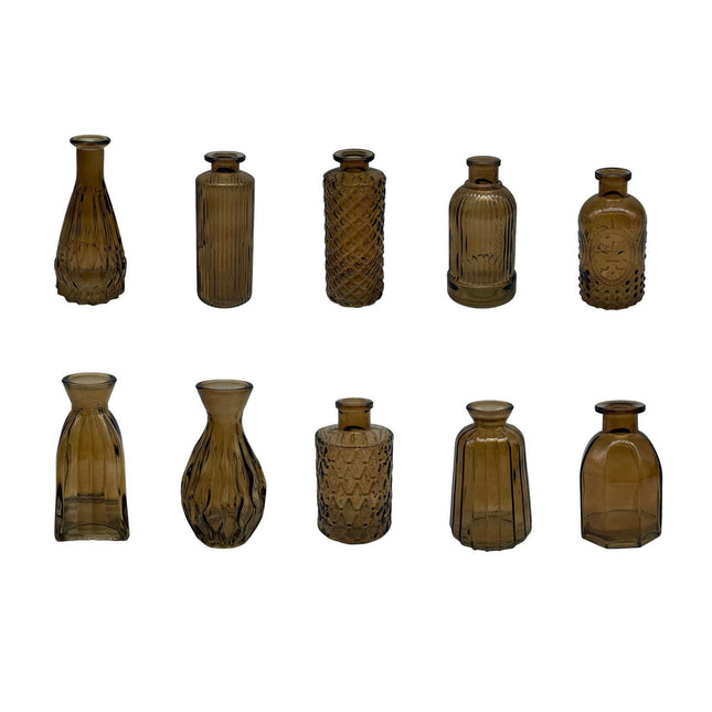 Dekorative Glas-Minivasen, 10er-Set – Strukturierter Vintage-Stil