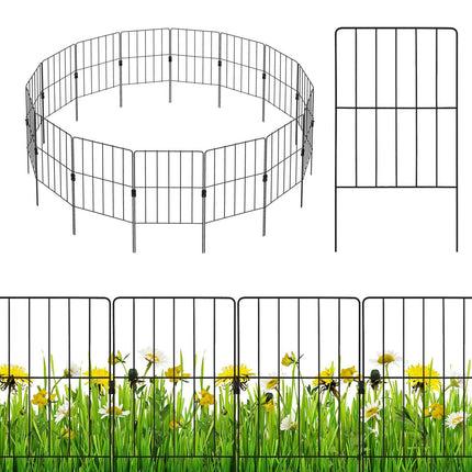 Dekorativer Metallzaun für den Garten, 25 Stück, Schwarz, Rostfrei