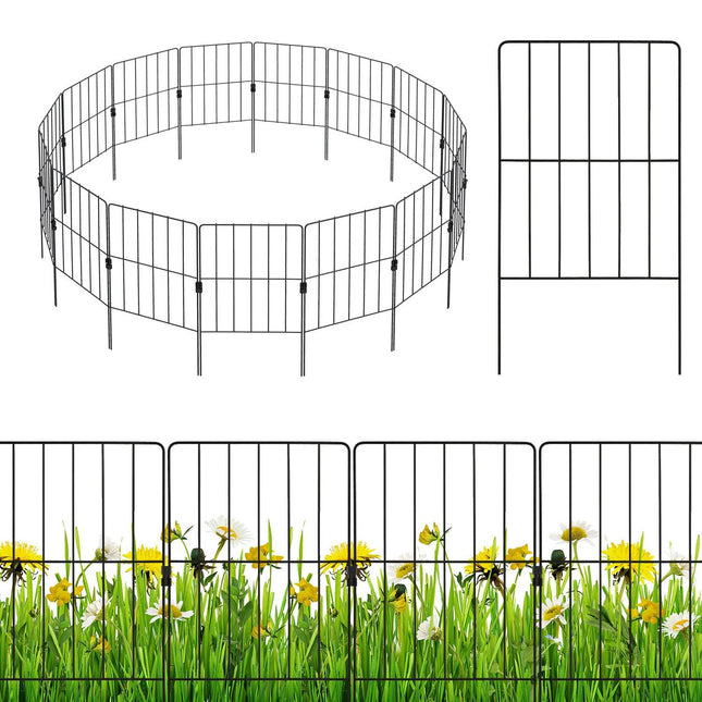 Dekorativer Metallzaun für den Garten, 25 Stück, Schwarz, Rostfrei