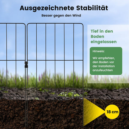Dekorativer Metallzaun für den Garten, 25 Stück, Schwarz, Rostfrei