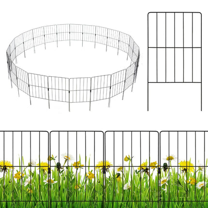 Dekorativer Metallgartenzaun, 25 Stück, rostfrei, 33x61 cm