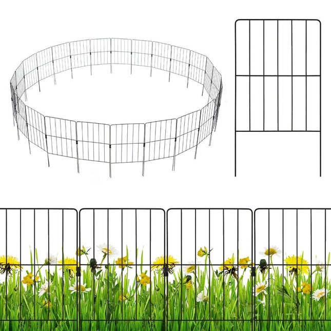 Dekorativer Metallgartenzaun, 25 Stück, rostfrei, 33x61 cm