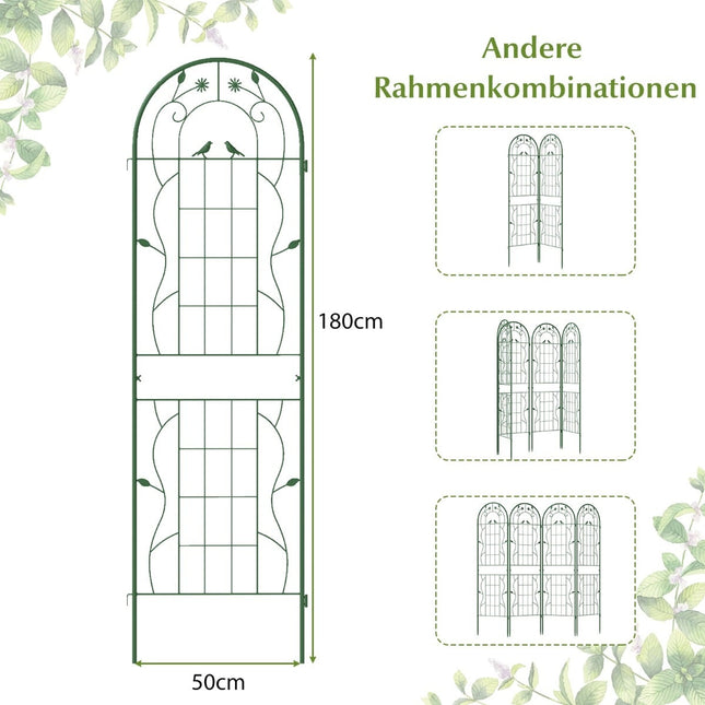 Dekoratives Gartenspalier-Set aus Metall, 180x50 cm, Grün