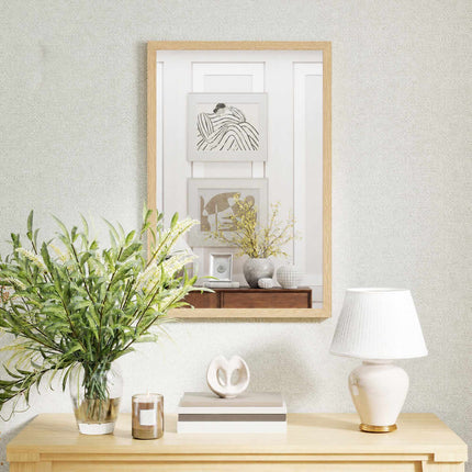 Decorative Wall Mirror, 40x60 cm, Natural MDF Frame