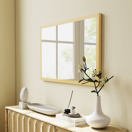 Decorative Wall Mirror, 40x60 cm, Natural MDF Frame