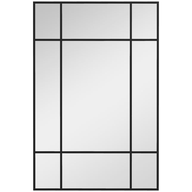 Dekorativer Wandspiegel, schwarzer Metallrahmen, 90x60 cm