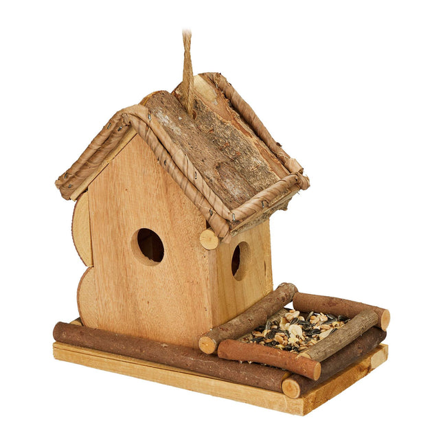Dekoratives Vogelhaus mit Futterstelle