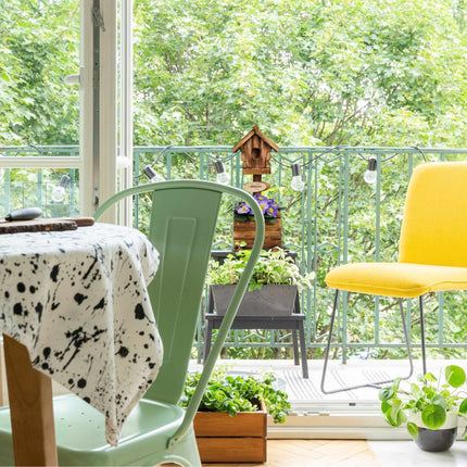 Decorative bird house with flower pot