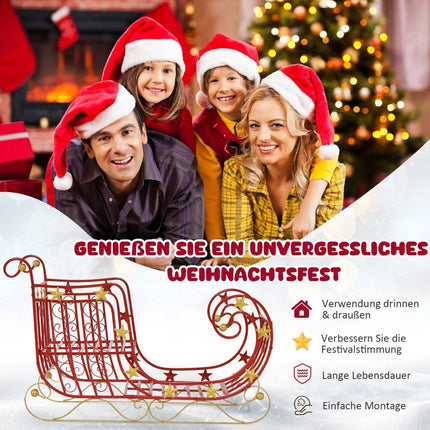 Deko-Schlitten für Weihnachten Metallschlitten Weihnachtsdeko 99 x 36 x 61 cm Rot