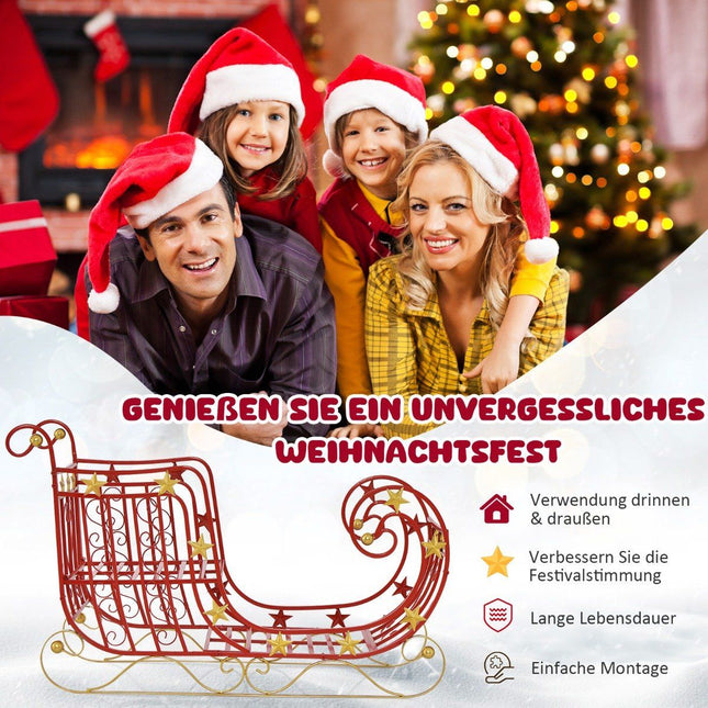 Deko-Schlitten für Weihnachten Metallschlitten Weihnachtsdeko 99 x 36 x 61 cm Rot