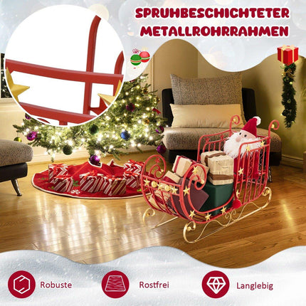 Deko-Schlitten für Weihnachten Metallschlitten Weihnachtsdeko 99 x 36 x 61 cm Rot
