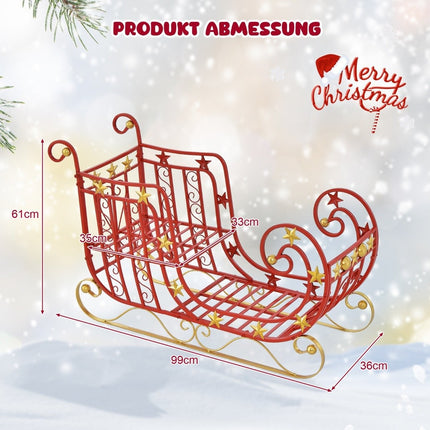 Deko-Schlitten für Weihnachten Metallschlitten Weihnachtsdeko 99 x 36 x 61 cm Rot