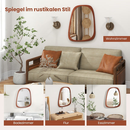 Decorative wall mirror with rustic frame Asymmetrical mirror 68 x 53.5 cm