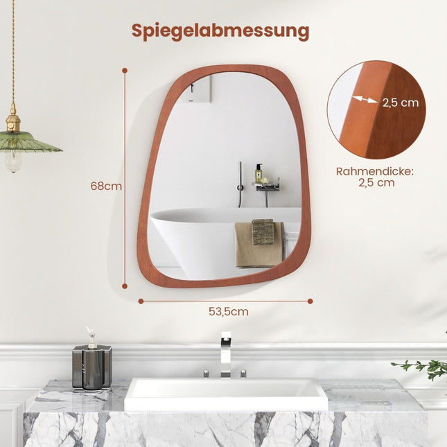 Dekorativer Wandspiegel mit rustikalem Rahmen Asymmetrischer Spiegel 68 x 53,5 cm