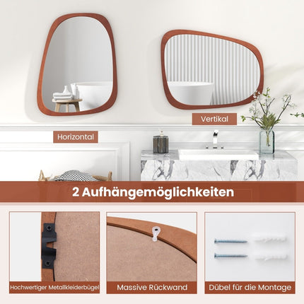 Decorative wall mirror with rustic frame Asymmetrical mirror 68 x 53.5 cm