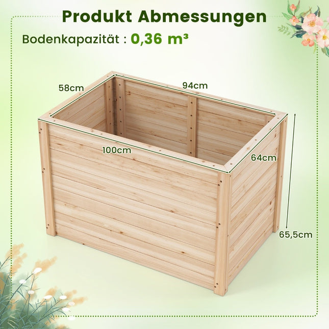 Tiefes Hochbeet mit offenem Boden, 100x64x65,5 cm