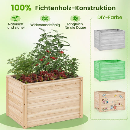 Tiefes Hochbeet mit offenem Boden, 100x64x65,5 cm