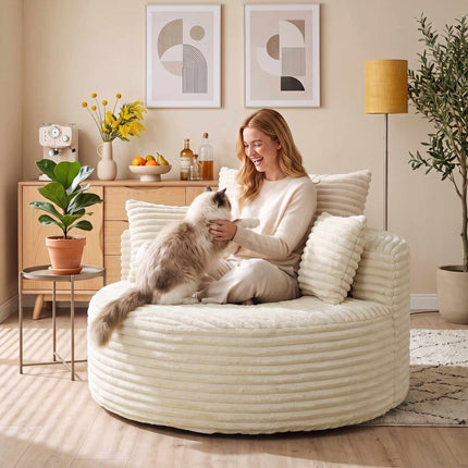 Deep Seat Foam Armchair with Cushions, Cream White