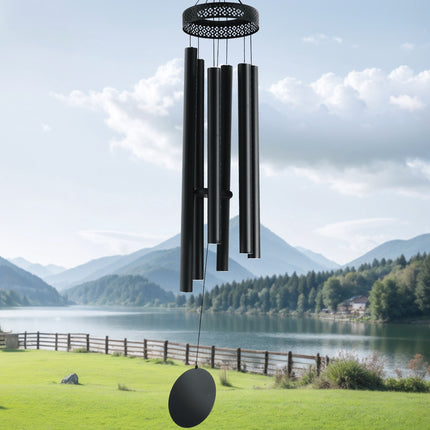 Deep Tone Wind Chimes, 58 in, 6 Aluminum Tubes, Black