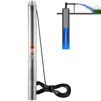 Deep Well Submersible Pump 2HP 230V, 108m Head