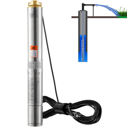 Deep Well Submersible Pump, 370W 230V, 50m Head