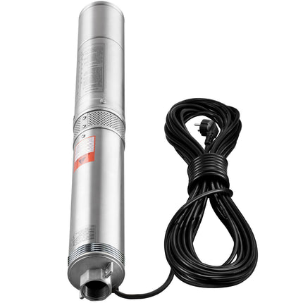 Deep Well Submersible Pump 750W, 75m Head, IP68, Stainless