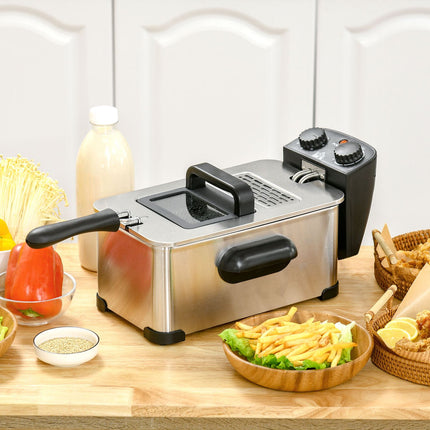 Fritteuse, 3 Liter, 2.000W Leistung, transparenter Deckel, Cool-Touch-Griff, schwarz