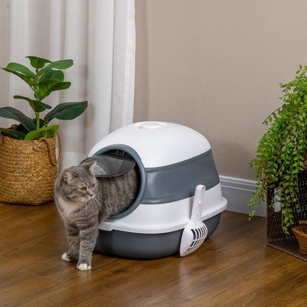 Cat litter box with deodorant, white/grey, 52x41x38 Cm