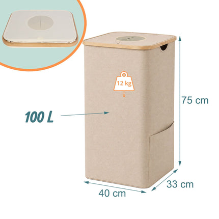 Deposit Bottle Collection Bin, 100L – Beige, Bamboo