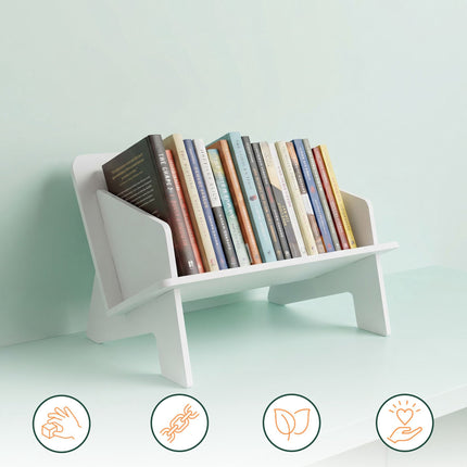 Desk Bookshelf Organiser for Notebooks and Books, White PVC, 3 kg Load