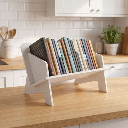 Desk Bookshelf Organiser for Notebooks and Books, White PVC, 3 kg Load