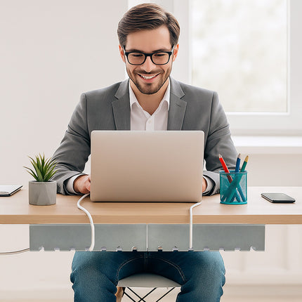 Kabelkanal-Set für Schreibtisch, Kabelmanagement aus Stahl für PC/TV